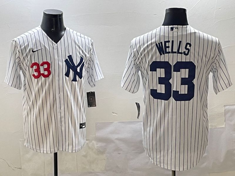 Men New York Yankees #33 Wells White Stripe Game 2025 Nike MLB Jersey style 7->new york yankees->MLB Jersey